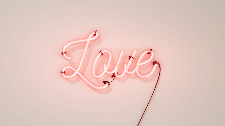 neon pink love sign