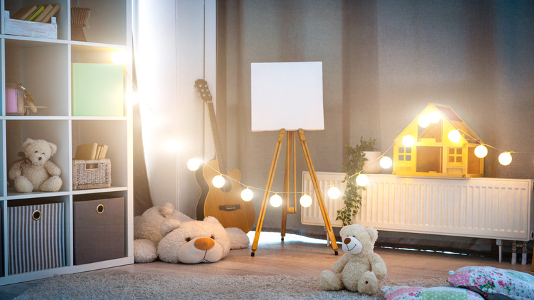 Dim lighting in children's playroom