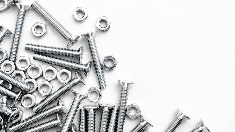 silver screws and nuts