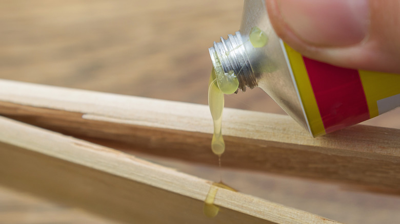 Glue dripping onto wood