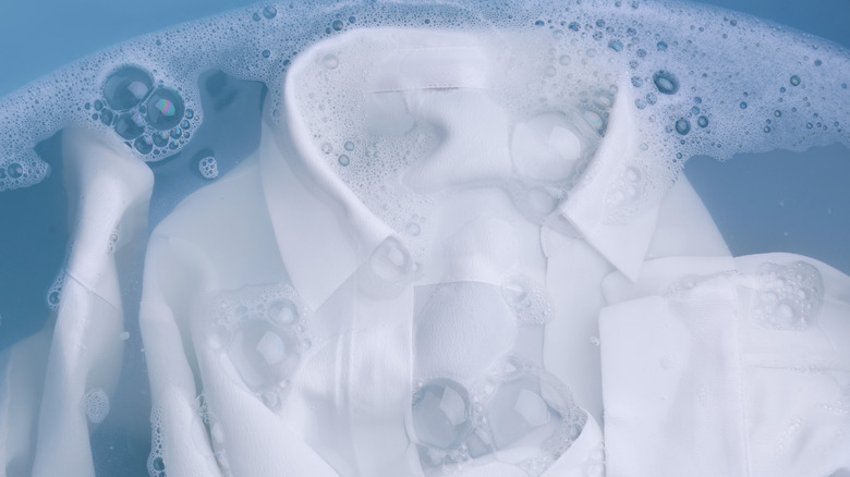 white shirt soaking in water