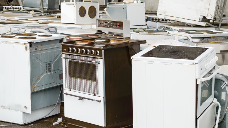 household appliances in recycling center