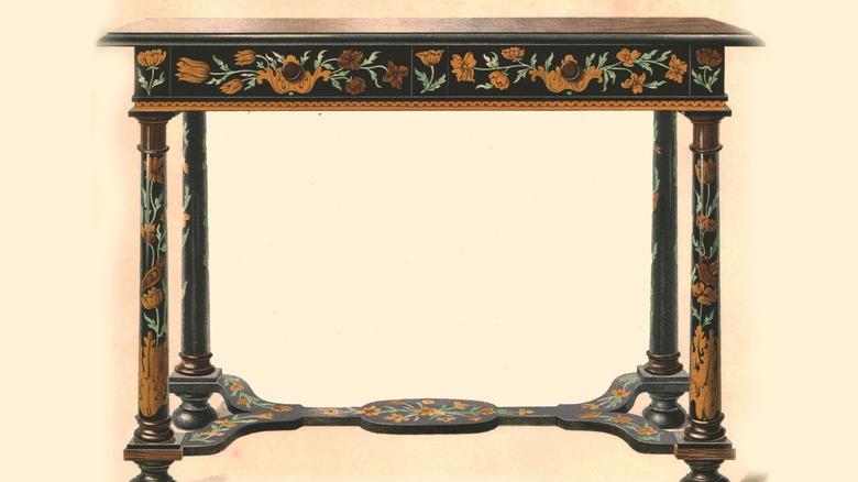 Furniture decorated with marquetry