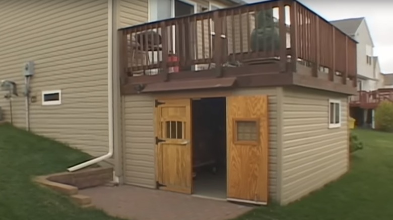 storage shed under a deck