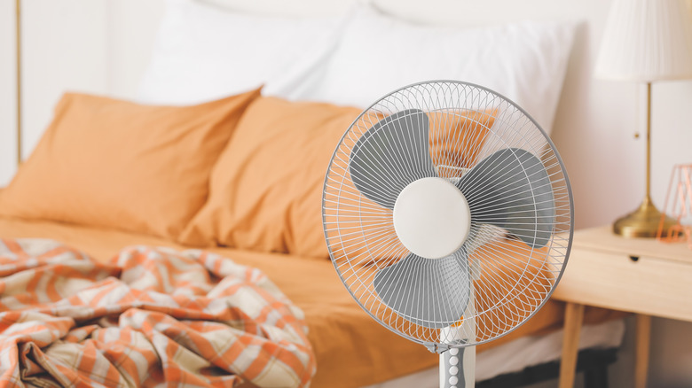 Fan next to bed