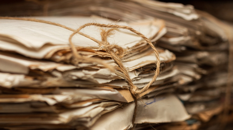 Historical records tied with string