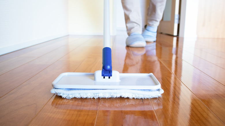 mop on hardwood floor