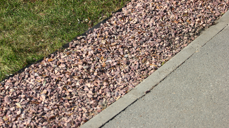 Gravel being used as paver edging