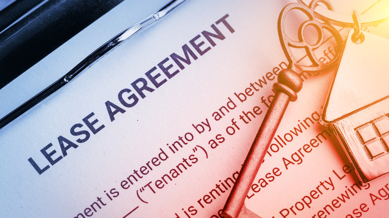 lease agreement paperwork with key