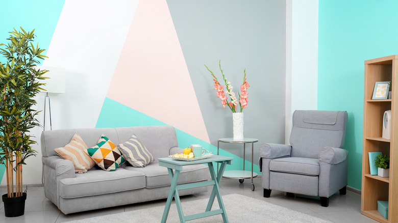 Geometric wall mural