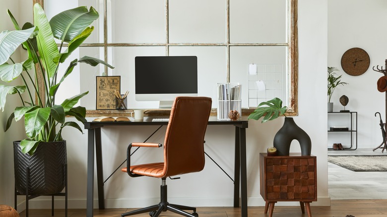 black metal desk in office 