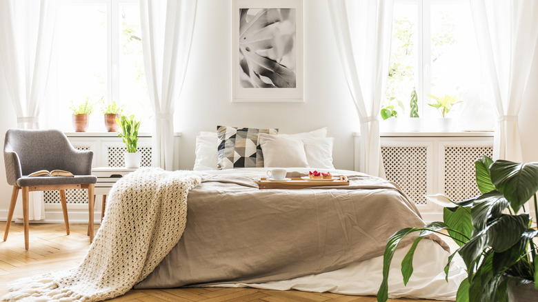 white curtains in bedroom