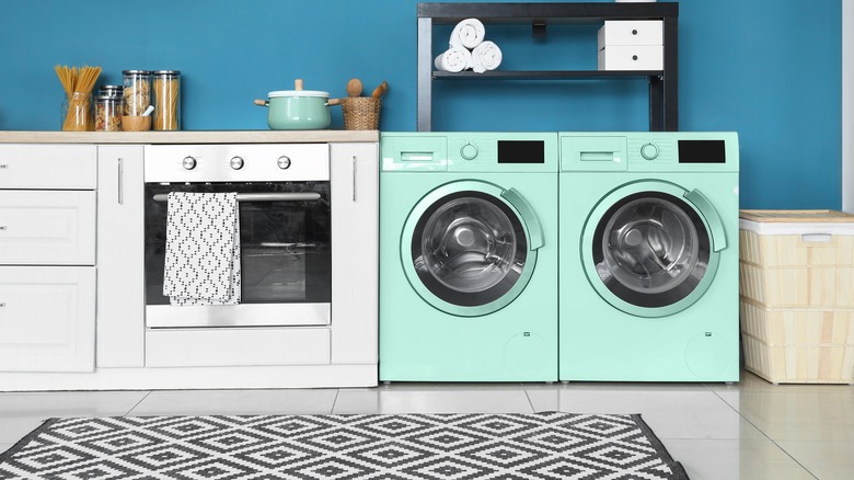 Turquoise washer and dryer