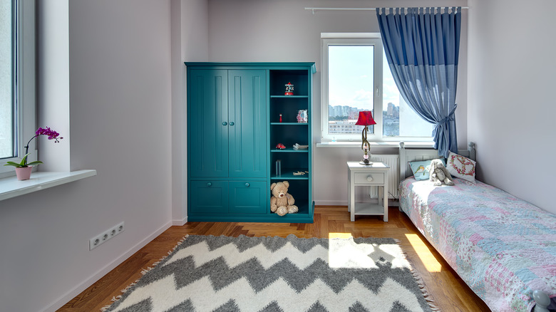 Turquoise storage and book unit 