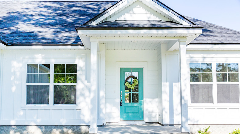 Turquoise front home door 