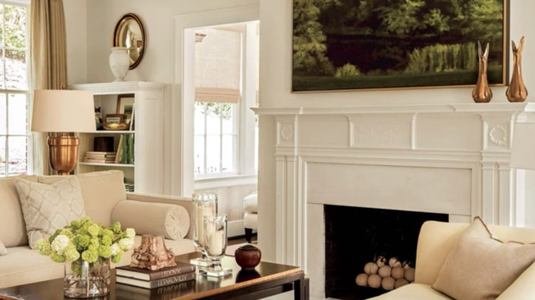 Aged white living room