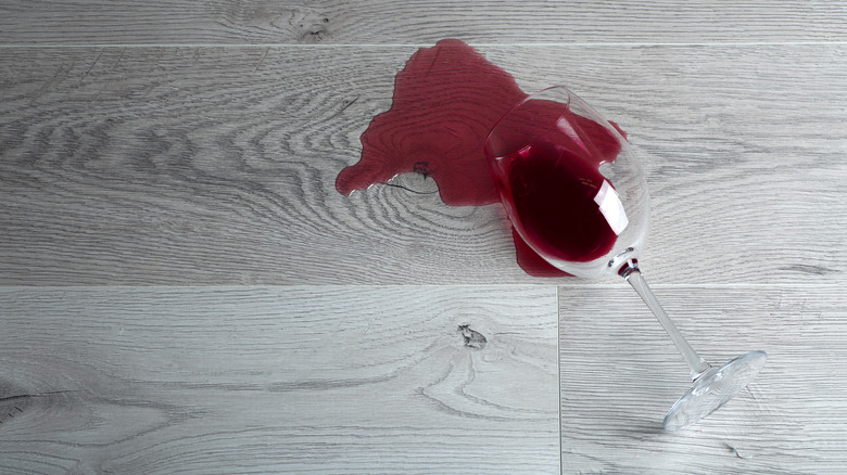 spilled wine on laminate floor