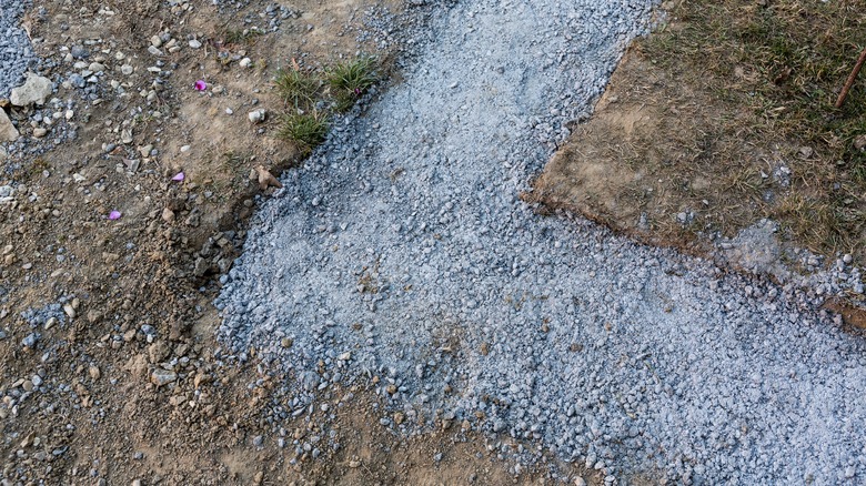 Compacted gravel in a trench