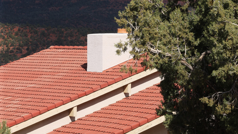 red tile roof on home