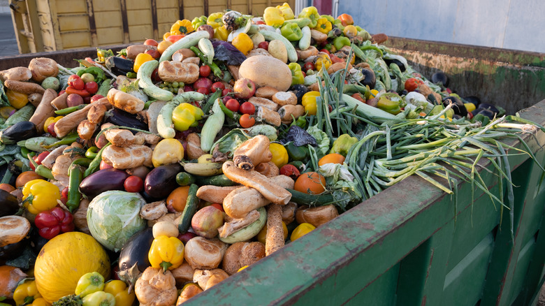 Food waste in a dumpster