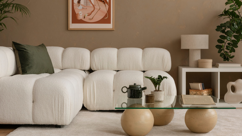 Chunky, curvy modular sofa in a stylish living room