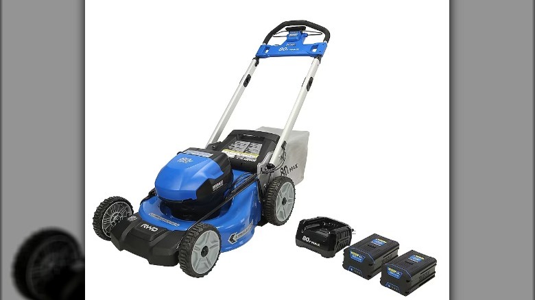 Blue lawn mower