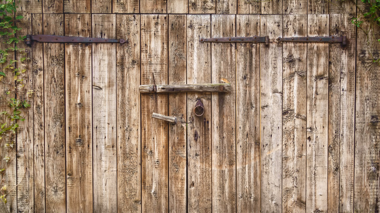 Weathered shed door