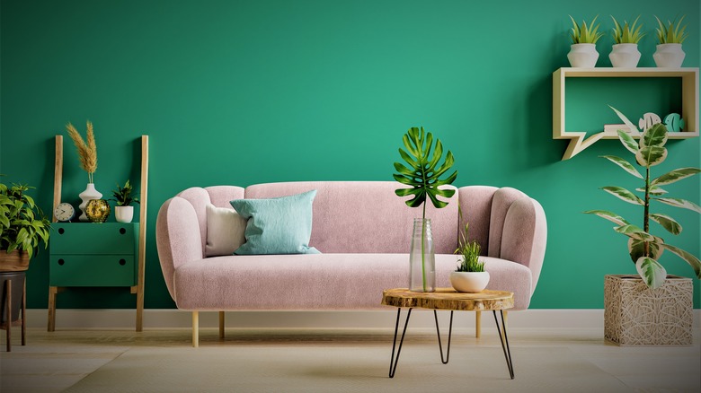 Chic green living room