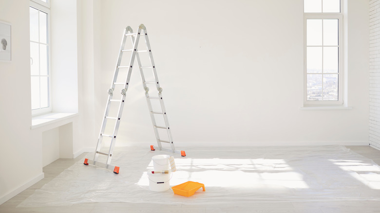 Ladder in white painting room