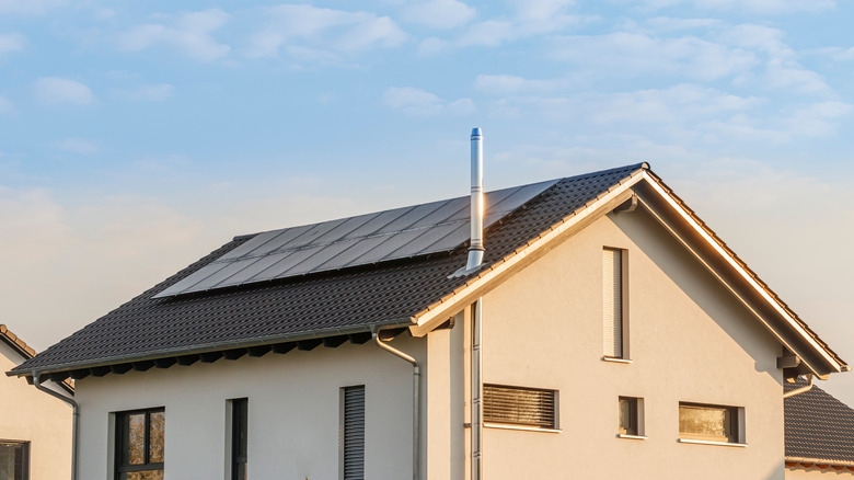 Solar panels on house roof