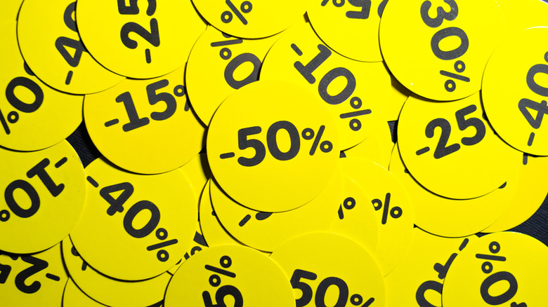 bunch of yellow sales tags