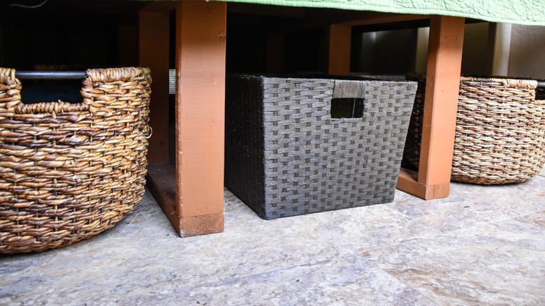 wicker bins under bed