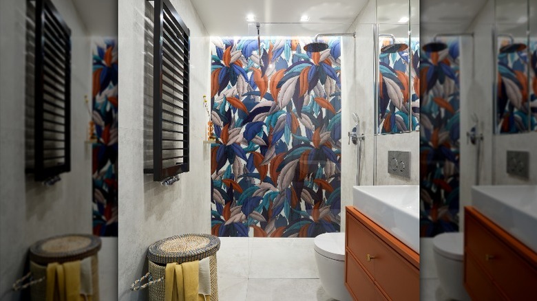 Small bathroom with bold decor