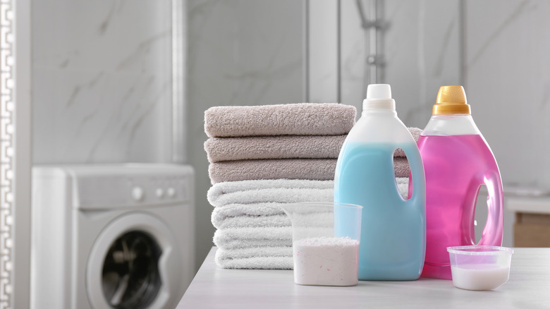 Laundry supplies in a laundry room