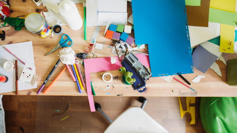 crafting supplies on desk