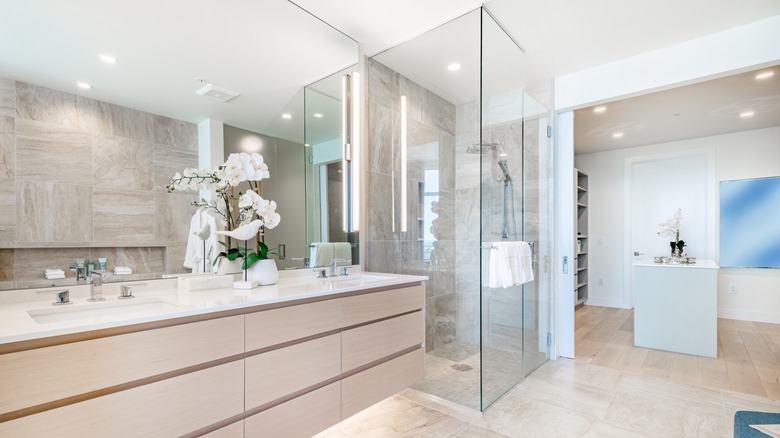 Modern bathroom with glass shower