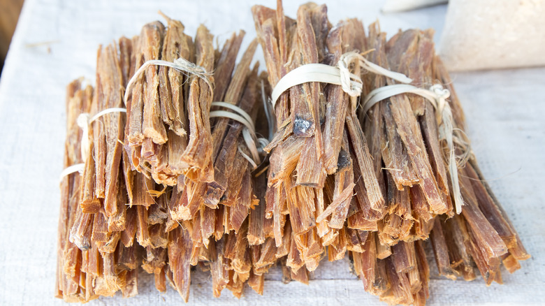 Bundles of harvested fatwood