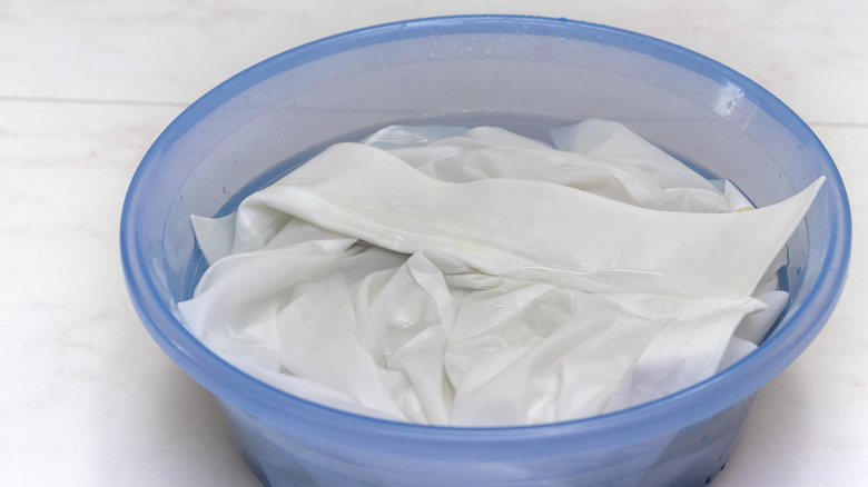 shirt soaking in bucket