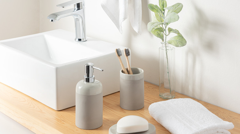 organized bathroom countertop