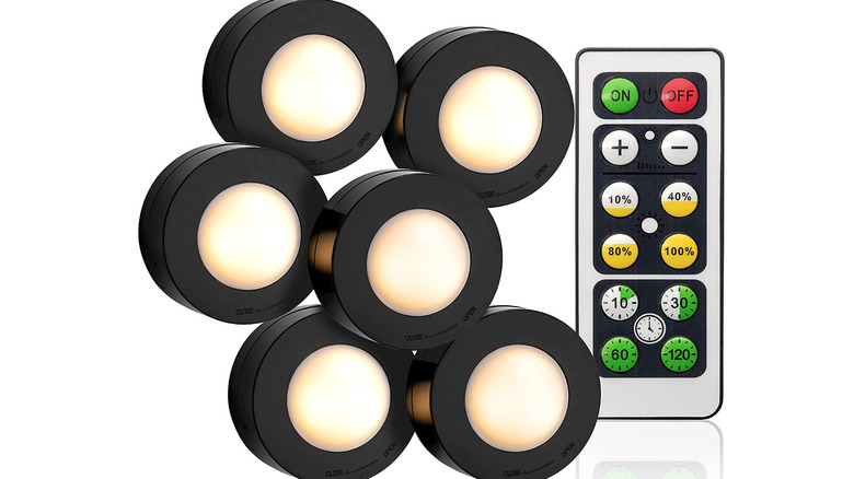 six puck lights with remote