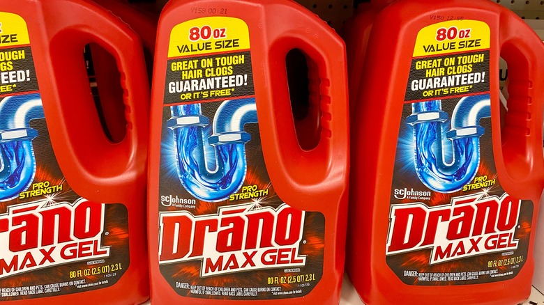 Drano on a shelf