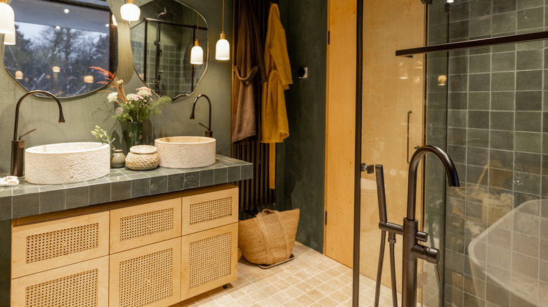 cane doors on bathroom vanity