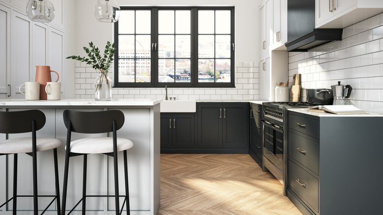 black and white kitchen cabinets