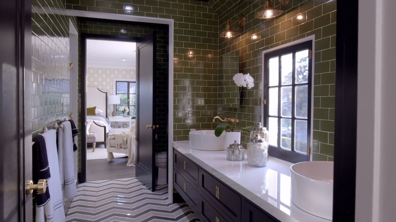 Olive green bathroom