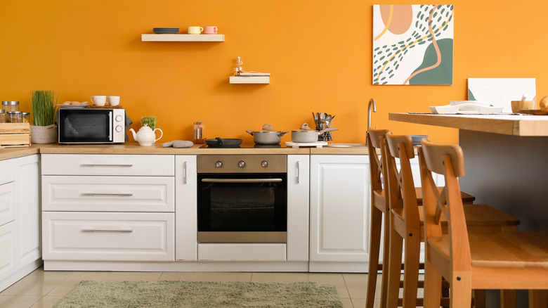 Kitchen with orange wall