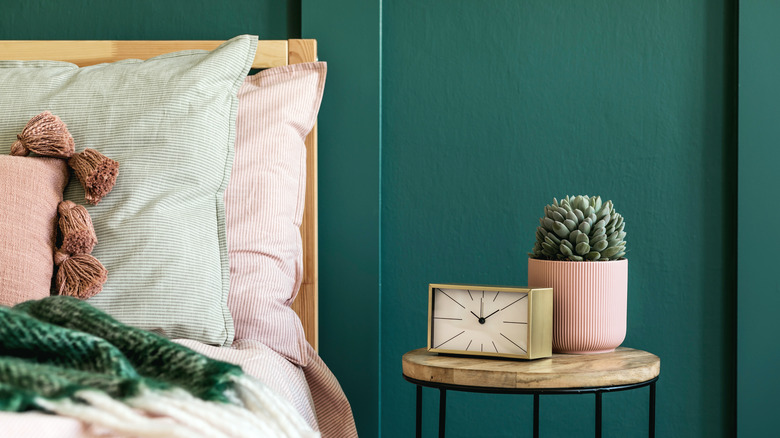 Pink and green bedroom decor