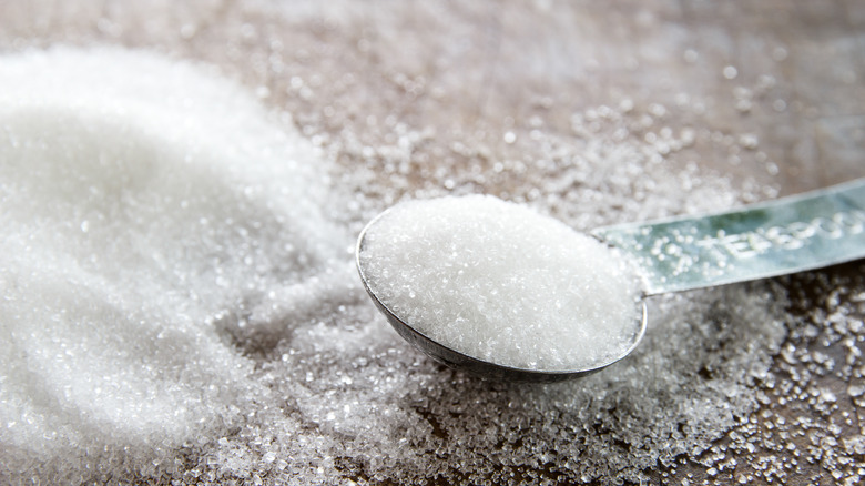 Closeup of sugar on table