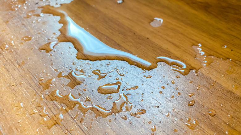 Liquid spilled on hardwood floors