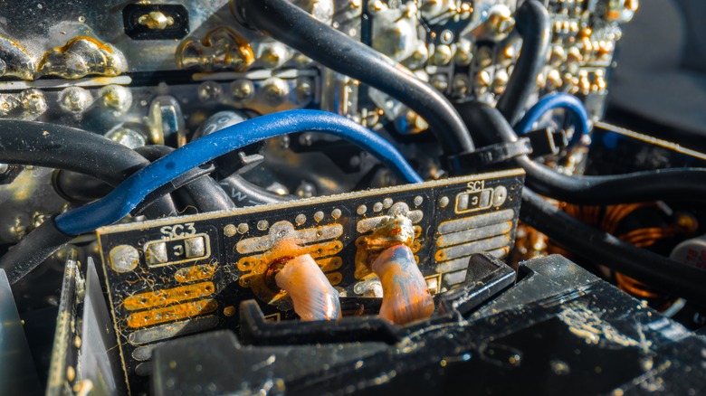 Circuit boards damaged by corrosion