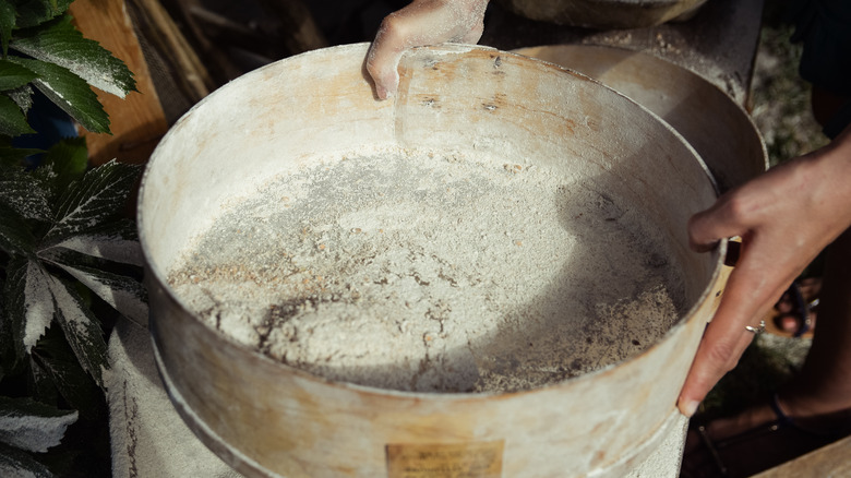 flour in a metal container